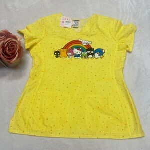 HELLO KITTY Size M NWT Bright Yellow Scrub Top